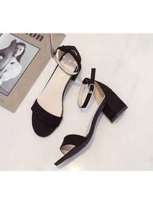 Sandalias De Tacón Bloque Para Dama - Negro - Ver 4