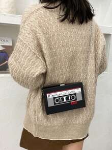 Creative Magnetic Tape Shaped Women Fashion Personalized Chain Bag For Shopping, Casual And Versatile PU Shoulder Crossbody Bag - 黑色 - 查看 2