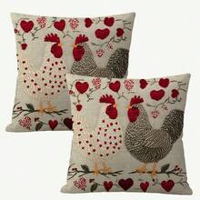 1 件印花、无刺绣、复古风格鸡形装饰枕套，17.7 X 17.7 英寸，桃色天鹅绒涤纶靠垫套，可机洗，带拉链，编织有装饰枕套，适用于各种房间类型（仅枕套，无枕芯） - 灰色 - 查看 19