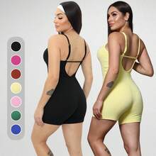 Set Of 2 Ribbed Jumpsuits With Straps For Women's Gym And Sportswear - Fitness - Kuning - View 11