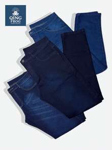 Kit Of 3 Premium Jeans For Men's Work, 100% Cotton, Elastane, Various Washes - Preta/escura/média - View 1