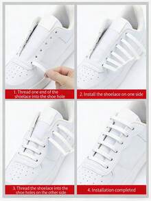 16 piezas/Set Cordones de silicona negra sin nudos, cordones elásticos adecuados para zapatos deportivos, zapatos casuales, botas de combate, uso diario de verano, accesorios de calzado regalo - Negro - Ver 4