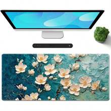 Tấm lót chuột chơi game XXL XL cỡ lớn, dài, chống trượt, bằng cao su, có viền may chắc chắn dành cho máy tính xách tay, văn phòng tại nhà… (Họa tiết hoa) Phụ kiện bàn làm việc Văn phòng phẩm Trang trí văn phòng - Hình chữ nhật - Xem 10