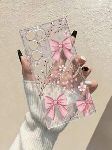 Bowknot Painted Anti-Drop Transparent Minimalist Stylish Shockproof Phone Case Compatible With IPhone 17/17 Pro, 16/15 XR/7/8, 16 Pro Max, 13/14 Series, Galaxy, 10/9/Note Series - Multicolor - View 1