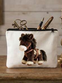 Die Schminktasche zum Jahr des Pferdes 2026 hat eine süße und verspielte Pferde-Form, die glücksbringende Elemente und Details enthält und für Taschen und Rucksäcke verwendet wird. Sie symbolisiert Glück, Wohlstand und Urlaubssegen. Wiederverwendbare Pferde-Tasche mit Pferde-Design, leicht, Kosmetik- und Toilettenartikel-Organizer-Tasche, Reißverschluss-Kosmetiktasche, Aufbewahrungsorganizer, Reiseessentiell - Verschiedenfarbig - Übersicht 8