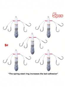 GOTURE 5pcs Aconitum Nerve Hook Fishing Group, 4 Hooks, Fishing String Hook, Explosion Hook, Mullet Hook, Fishing For Big Aconitum Fish - Grey - View 14