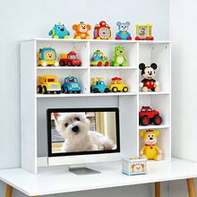 SURUIHK Wooden Desktop Bookshelf Storage Cabinet With 7 Compartments And 3 Adjustable Shelves Large Capacity Desk Organizer For Dorm Office Home White - Hình chữ nhật - Xem 10