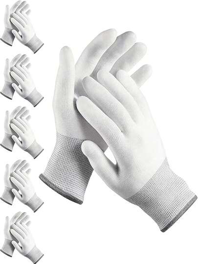 1/6 双装防静电碳纤维耐磨工作手套，防滑、防尘、触感灵敏、弹性透气，为电子元件提供防静电保护，带罗纹腕部护罩，佩戴舒适，均码