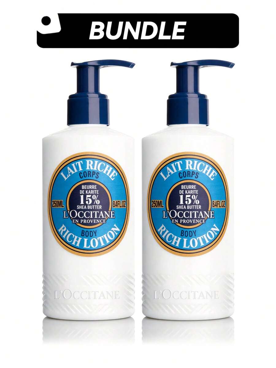 L'Occitane [2 Pack] Shea Butter Rich Body Lotion8.4oz/250ml*2 - Phù hợp với mọi loại da - Xem 1