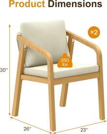 FansaFurn 2-Piece Patio Dinnig Chairs, Outdoor Acacia Wood Chairs For Porch, Backyard, Garden, Lawn, Beige - ColorA - 查看 3