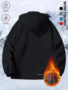 Áo khoác gió mùa đông dành cho nữ - Lớp lót giữ nhiệt, màu trơn, in họa tiết, thiết kế có mũ trùm đầu, nhiều túi, thích hợp cho thời tiết lạnh ngoài trời, màu đen. - màu đen - Xem 3