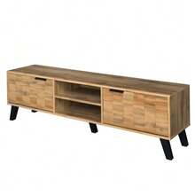 Modern TV Cabinet With 2 Doors And 2 Open Compartments – 160.5 X 35.5 X 45 Cm - Wood - View 3