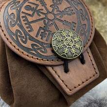 1pc Viking Medieval Embossed Faux Leather Waist Bag - Foldable, Lightweight, Suede Lined, Drawstring Closure - Stylish For Viking-Themed Parties - A - View 5
