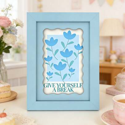 1pc 4 Inch X 6 Inch Photo Frame, 10cm X 15cm Colorful Wavy Picture Frame, Suitable For Desktop Display And Wall Hanging, Graduation, Decorative Gift, Birthday, Home Decor, Christmas Decor, Room Decor (Random Photo Paper Included)