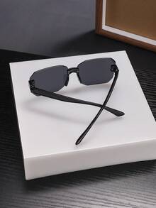 1 PC Men's Square Frameless Fashion Glasses Soft Tinted Lenses Lightweight Frame Casual Style Suitable For Beach Vacation With Glasses Box - Multicolor - View 6