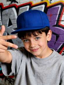 1顶帽子 男童美式嘻哈风遮阳帽 棒球帽 休闲遮阳帽 鸭舌帽 青少年平沿帽 - 多色 - 查看 3