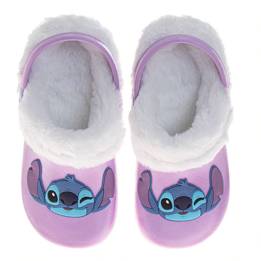 Disney Lilo & Stitch Fuzzy FleeceLined Clogs Warm, Plush Garden Shoes (Little Kid Sizes 13-1, Big Kid Sizes 2-5) - Lilac - 查看 1