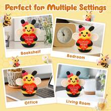 4pcs/Set Handmade Crochet Desktop Decor Ornaments, Cute Bee, Lion, Pig, Platypus Plush Toys, Great Birthday Gifts For Best Friends, Girlfriends, Sisters, Mothers, Grandmothers, Coworkers, Family, Keychain Hangers, Positive Vibes, Party, Christmas, Valentine's Day, Thanksgiving, Home Bedroom Decor, Small Gifts, Souvenirs - Multicolor - View 5