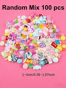 10/20/30/50/100/200/300/400/500/1000/件装糖果史莱姆饰品可爱套装混合树脂糖果平底史莱姆制作材料，适用于DIY工艺品制作和装饰品DIY剪贴簿 - 彩色 - 查看 15