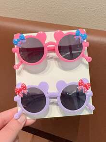 2/4Pcs 2026 Newest Boy Girl Cute Bear Frame Bowknot Kids Children Fashion Glasses Eyewear Back-To-School Season Gift,Card Only Show,Don't Shipping - Multicolor - View 4