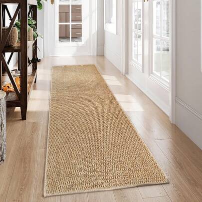 1pc Long Pineapple Weave Brown Rug - Pineapple Weave Material, Machine Washable Mat, Suitable For Hallway, Kitchen, Bathroom, Laundry Room - Runner Rug, Rug, Kitchen Rug, Kitchen Mat, Runner, Area Rug, Mat, Home Decor, Area Carpet, Living Room Area Rug, Living Room Home Decor, Room Decor, Washable Rug