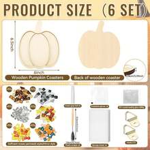 Honeydak 6 Sets DIY Glass Mosaic Tiles With 6 Wooden Coasters Making Mosaic Crafts Material Package Mixed Stained Glass For Handmade Colorful Home Decor Gift Indoor(Pumpkin,Warm Color) - ColorE - 查看 2