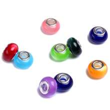 Colorful Resin European Beads For Jewelry Making, 20pcs Mixed Color Large Hole Beads, Compatible With Charm Bracelets, DIY Craft Supplies - Hồng - Xem 5