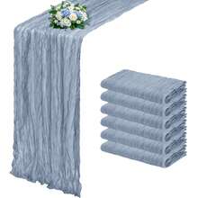 6/12 Pack Dusty Blue Cheesecloth Table Runner 17x108 Inch Semi Sheer Boho Gauze Cheese Cloth Fabric Table Runners, For Wedding Party Birthday Home Decor Garden Farmhouse - Dusty Blue - View 9