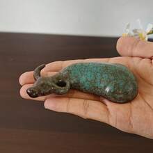 1 buah Patung Sapi Keramik Hijau, Patung Dekorasi Rumah Kreatif, Cocok untuk Dalam Ruangan, Kantor, Kafe, Kedai Teh, Hadiah - MultiWarna - View 1