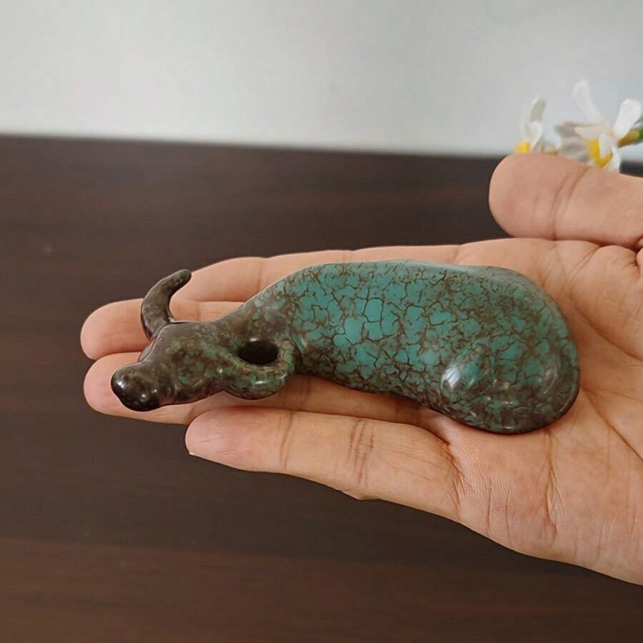 1 buah Patung Sapi Keramik Hijau, Patung Dekorasi Rumah Kreatif, Cocok untuk Dalam Ruangan, Kantor, Kafe, Kedai Teh, Hadiah - MultiWarna - View 1