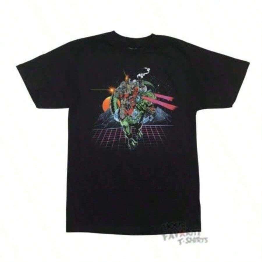 Deadpool And Cable 80's Comics Adult T-Shirt - màu đen - Xem 1