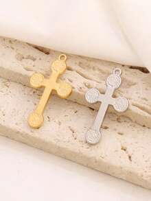 3件套不锈钢十字架吊坠配件，18K镀金，适用于DIY珠宝制作材料和配件 - 吊墜 - 查看 6