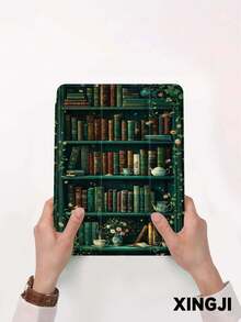 1pc Green Plant Magic Mystery, Bookshelf Pattern Tablet Protective Case, Compatible With 10.2" 10th/ (A16) 11" 11th 2025, Pro 11" 2021/2020, Galaxy Tab A8 10.5" 2022, Matepad 10.4/Tab, , With Pencil Slot, Anti-Drop, Tablet Stand Case, Support Auto Sleep/Wake - Multicolor - View 2