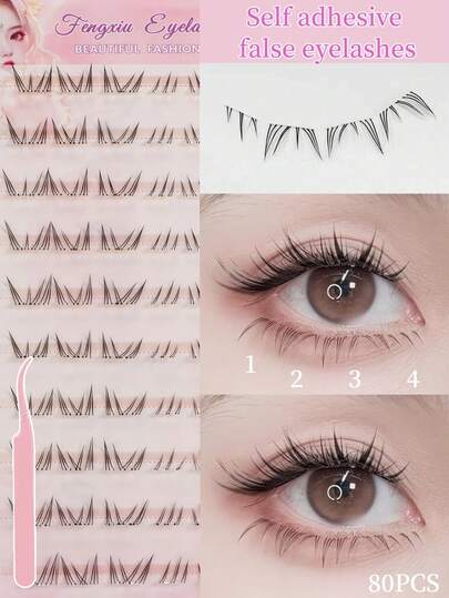 Korean Style Glue-Free Magnetic Eyelashes, 80 Lashes Per Pack! Designed For Makeup Beginners, Glue-Free Self-Adhesive Design For Quick Application, Saves Daily Makeup Time, Easy For Beginners To Use