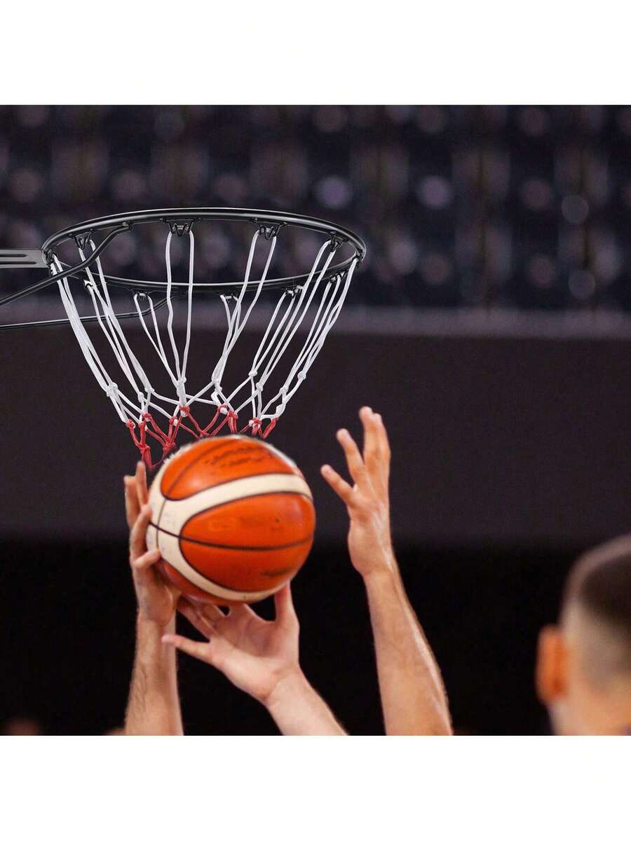 Basketball Rim, Wall Door Mounted Basketball Hoop, Heavy Duty Q235 Basketball Flex Rim Goal Replacement With Net And Double Spring, Standard 18" Indoor Outdoor Hanging Hoop - Black - View 1
