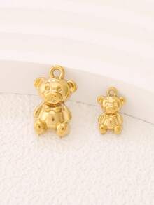 3 pièces Pendentifs d'ours mignons en acier inoxydable, plaqués or 18 carats, résistants à l'eau, accessoires pour la création de bijoux DIY - pendentif - Voir 3