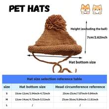 1件宠物针织帽狗狗可爱毛球头套猫咪配饰，适合小型和中型犬猫 - 彩色 - 查看 8