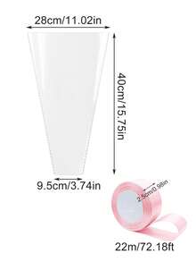 50个透明花束包装袋，鲜花包装套，适用于婚礼、生日、情人节、母亲节。 - 多色 - 查看 3