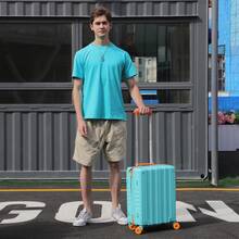 Lightweight 20 Inch Carry On Suitcase, PC Hard Shell Travel Small Luggage With 4 Spinner Wheels & TSA Lock For Travel, Blue - Mint Blue - View 3