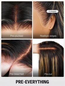 MEGALOOK Balayage 挑染升級版 13x6 蕾絲大波浪假髮 抽繩設計 100% 真人髮 預剪蕾絲 耳對耳自然髮際線 透明蕾絲前髮 180% 密度 自然外觀 日常使用 - SNATURAL/27 - 查看 7