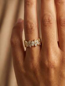 1 pieza Anillo de eternidad de plata de ley S925, regalo de joyería elegante para mujeres - Anillos apilados de ojo de caballo - Ver 2