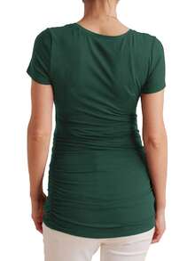 3 Packs Side Ruched Maternity Tops For Women Pregnancy Shirts - Green - View 7