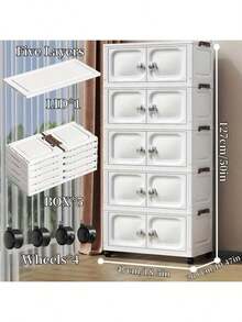 Foldable Storage Bins With Lids And Wheels - Stackable Plastic Storage Containers, Closet Organizer With Magnetic Double Doors, Collapsible Storage Boxes For Home, Office, Dorm. Perfect For Clothes, Toys, Snacks & Books, Dustproof Bathroom Storage, Back To School Travel Essentials. - View 13