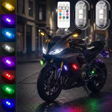 2 Pack Wireless LED Strobe Lights With Remote Control, 8 Colors 10 Lighting Modes IP65 Waterproof USB Rechargeable, Anti-Collision Emergency Warning Lights For Car Motorcycle Truck Bike Boat Camping - Black - View 2