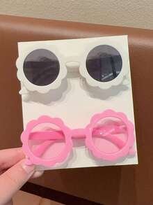 2/4 chiếc kính mắt thời trang trẻ em dễ thương họa tiết hoa mới nhất năm 2026 dành cho bé gái, chỉ có hình ảnh thẻ, không bao gồm vận chuyển. - Nhiều màu - Xem 2