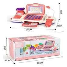 Juguete de caja registradora simulada de supermercado para  con micrófono y función de voz, juguete multifuncional de caja registradora de compras. - Rojo - Ver 2