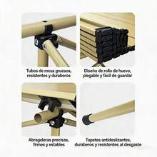 Mesa Plegable Portátil Multiusos Mesa para Comedor Cocina Camping Picnic Ahorra Espacio Fácil de Guardar Acero Inoxidable Dimensiones-120 * 56 * 50 cm - Caqui - Ver 6