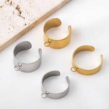 10pcs Stainless Steel Rings With Holes, Open Adjustable Rings, Suitable For DIY Jewelry Making - Ring Setting - View 4