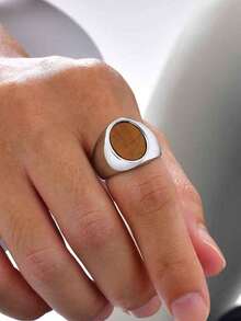 1枚男女通用简约不锈钢戒指 - 彩色 - 查看 2