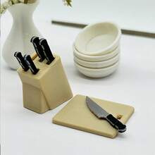 Bộ dao nhựa thu nhỏ, đồ chơi nhà bếp giả vờ, thớt mini chân thực, lý tưởng để trang trí nhà búp bê. - Nhiều màu - Xem 4